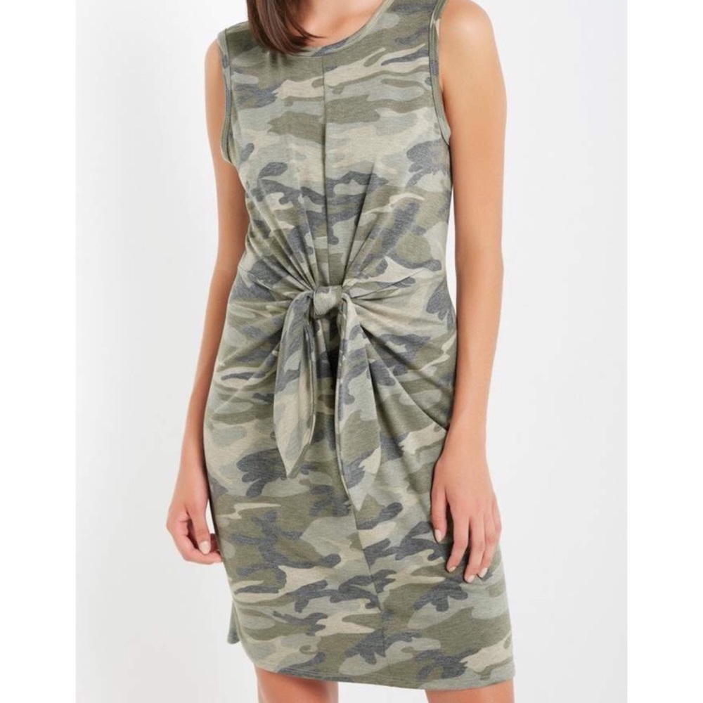 MILITARY Tie Front T Shirt Dress Camo